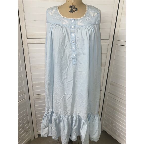 Vintage 80s 90s Chance Encounters Cotton Blue Tank Dress Prairie Cottagecore Med - Picture 1 of 11